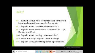 UNIT WISE IMP C C Programming important questions [upl. by Eras]