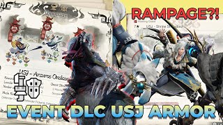 RAMPAGE DLC MHRise USJ Armor USJ  Shrine Showdown USJ  Arzuros Onslaught How to get USJ Armor [upl. by Gweneth]