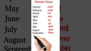 12 Months name in English and hindi shorts monthsname [upl. by Ayekehs]