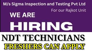 FRESHERS NDT TECHNICIANS  RAJKOT [upl. by Eenafets247]