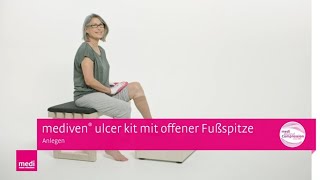 Einfaches Anziehen mediven® ulcer kit mit offener Fußspitze  Kompressionstherapie offenes Bein [upl. by Nena959]