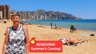 Benidorm  Its Hotting up   Levante beach tour  Part 1 [upl. by Ahouh35]