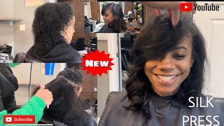 SILK PRESS… Natural Hair natural naturalhair hair chicago hairstyle hairtutorial client [upl. by Aineles]