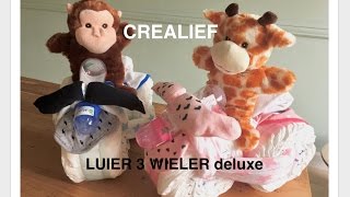 Luiertaart driewieler deluxe kraamkado babyshower kado voor zwangere knutselen DIY [upl. by Oileduab]