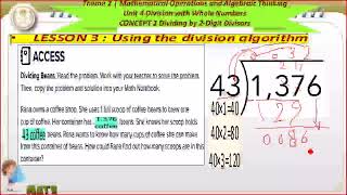 Math primary 5 Lesson 3 Using The Division Algorithm Concept 2 Unit 4 Theme 2 [upl. by Wimsatt53]