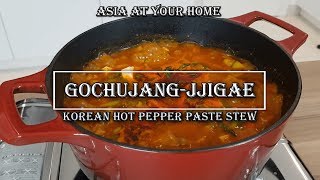 Gochujangjjigae Korean hot pepper paste stew 고추장 찌개 [upl. by Meraree]