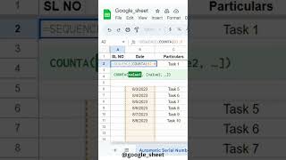 Automatic Serial Number Using a combination of SEQUENCE amp COUNTA Function in Google Sheets [upl. by Eanyl96]