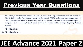 In a circuit a metal filament lamp is connected in series with a capacitor of capacitance C 𝜇𝐹 acro [upl. by Roach661]