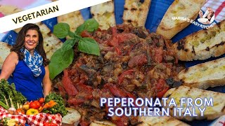 The Best Peperonata Using Garden Eggplants Peppers Tomatoes and Basil  Authentic Italian Recipe [upl. by Anitreb]