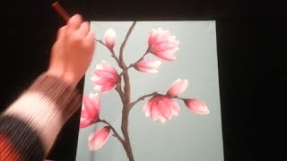 How to paint magnolia blossoms  STEP by STEP [upl. by Nodyl]