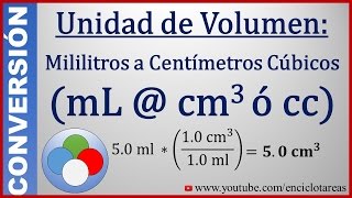 Convertir de Mililitros a Centimetros cúbicos mL a cc [upl. by Laurie663]