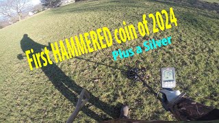 Metal Detecting First Hammered coin of 2024 Plus a Silver [upl. by Reagen]