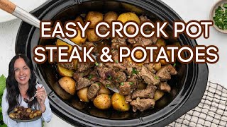 Delicious Crock Pot Steak and Potatoes  Perfect Weeknight Meal [upl. by Baldwin562]