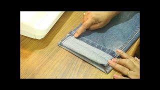 Hem Your Jeans Without Cutting Original Hem  Easiest DIY [upl. by Lette404]