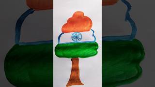 Tri Color Tree Acrylic Painting For Kids independenceday indiaflag trending painting shorts [upl. by Akerahs]