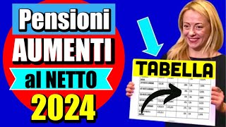 🔴 PENSIONI AUMENTI AL NETTO 2024 👉 ECCO LA TABELLA UFFICIALE E DEFINITIVA ✅💰 [upl. by Daus]