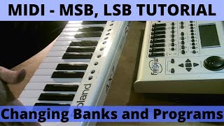 MIDI  MSB LSB Changing Banks and Programs on Roland Ax 7 amp Ketron MIDJAY [upl. by Yknarf]