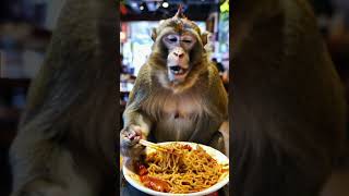 Let’s eat fried noodles OMA on the tip of the tongue Monkey Brother is here ai [upl. by Yspyg]