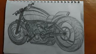 Drawing Motorcycle  Customized HarleyDavidson Black Rod Sketch [upl. by Finella]