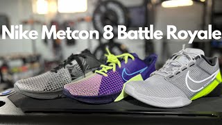 Nike Metcon 8 AMP vs Nike Metcon 8 FlyEase AMP vs Nike Zoom Metcon Turbo 2  Comparison and Review [upl. by Eidroj]