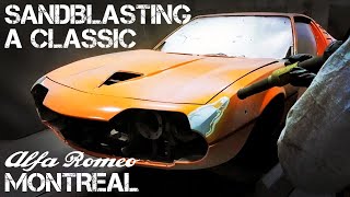 Sandblasting a Classic Car Body Alfa Romeo Montreal [upl. by Mieka538]