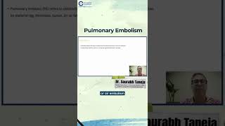 Pulmonary Embolism by Dr Saurabh Taneja  Anesthesia Residency  conceptual anesthesia [upl. by Trstram]