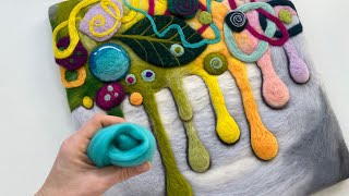 What Painting with wool  creative felting art tutorial step by step [upl. by Ainer]