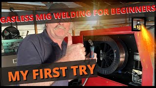 gasless mig welding for beginners MY FIRST TRY [upl. by Nodnarg]