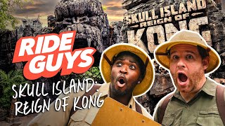 King Kong vs TRex – Who Wins Skull Island Reign of Kong  Ride Guys [upl. by Nylimaj643]