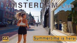 Summer Morning in Amsterdam  4K Walking Tour [upl. by Marcelle]