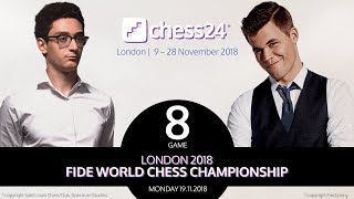 CaruanaCarlsen Game 8  2018 FIDE World Chess Championship [upl. by Ailemap]