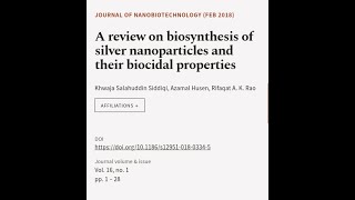 A review on biosynthesis of silver nanoparticles and their biocidal properties  RTCLTV [upl. by Emlen]