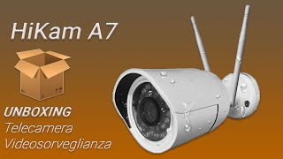 UNBOXING HiKam A7 Telecamera Videosorveglianza da esterno WiFi HD con Infrarossi [upl. by Ekoorb]