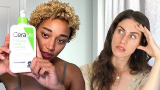 CeraVe amp Pore Strips Esthetician REACTS amandlastenberg Stenbergs Skincare Routine Braids amp TikTok Brows [upl. by Akenna]