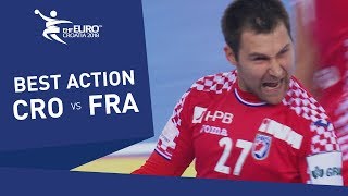 Cupic rescues the ball before Cindric scores against France  Mens EHF EURO 2018 [upl. by Aynatal762]