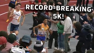 Nico Young Drops 125714 NCAA 5k Record Adrian Wildschutt Wins In 125676 At BU Terrier Classic [upl. by Lerrad]