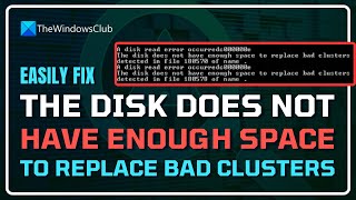 FIXED the Disk Does Not Have ENOUGH SPACE to REPLACE BAD CLUSTERS  LOW DISK SPACE Windows 1110 [upl. by Salaidh853]