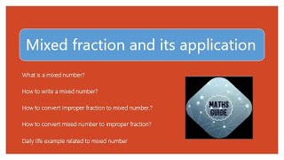 Mixed number  conversion of mixed number to improper fraction  improper fraction to mixed number [upl. by Chellman]