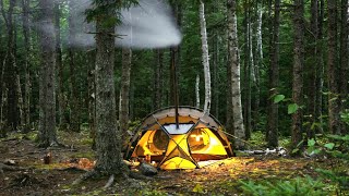 Hot Tent Camping Solo Overnighter [upl. by Annaer62]