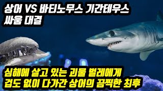 상어 VS 바티노무스 기간테우스 싸움 대결 심해에 살고 있는 괴물 벌레에게 겁도 없이 다가간 상어의 끔찍한 최후 [upl. by Fasta256]