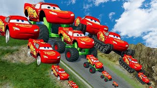 TRANSPORTING PIXAR CARS amp FRUITS WITH COLORED amp JOHN DEERE VS CLAAS VS TRACTORS  BeamNGdrive 983 [upl. by Ytirev]