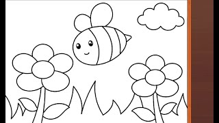 Colorful Honey Bee 🐝 Drawing For Kids Painting amp Coloring for Kids Toddlers  Lets Paint together [upl. by Yates]