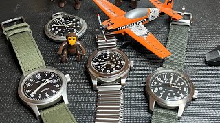 Field watch comparison Hamilton Khaki field Bulova Hack and Serica 4512 [upl. by Friedman693]