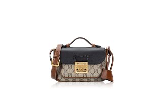 Gucci GG Supreme Padlock Mini Shoulder Bag Beige Black Cuir [upl. by Naashar]