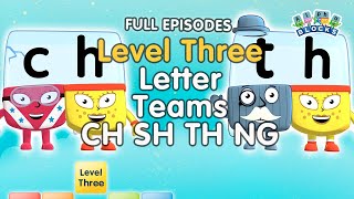 BacktoSchool  Alphablocks Level Three  Letter Teams  CH SH TH NG  FULL EPISODES [upl. by Ahsimik459]