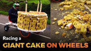 Racing a Giant Cake on Wheels  Kids Invent Stuff [upl. by Ynnelg304]