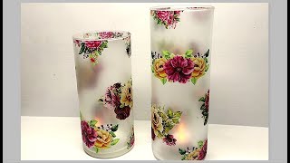 How to make frosted glass  decoupage on frosted glass [upl. by Ganiats]