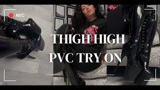 4K PLEASER 3063 THIGH HIGH PVC BOOT TRY ON [upl. by Belmonte]