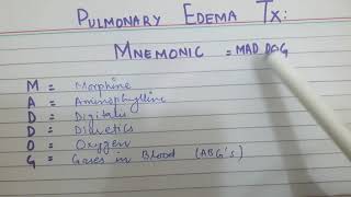 Pulmonary Edema Treatment Mnemonic [upl. by Harned790]