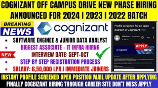 Cognizant New Phase Urgent Hiring Announced  OFF Campus Drive 2024 2023 2022 Batch  Freshers Job [upl. by Nyladnek]